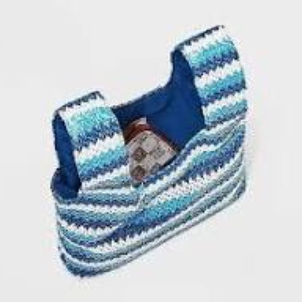 Future Collective Blue White Striped Satchel Tote Bag NWT